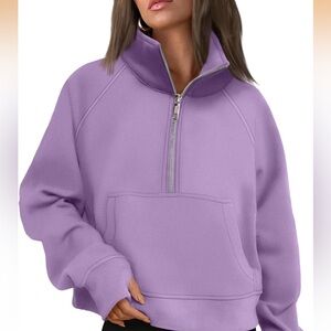 Cropped Half-Zip Pullover Hoodie